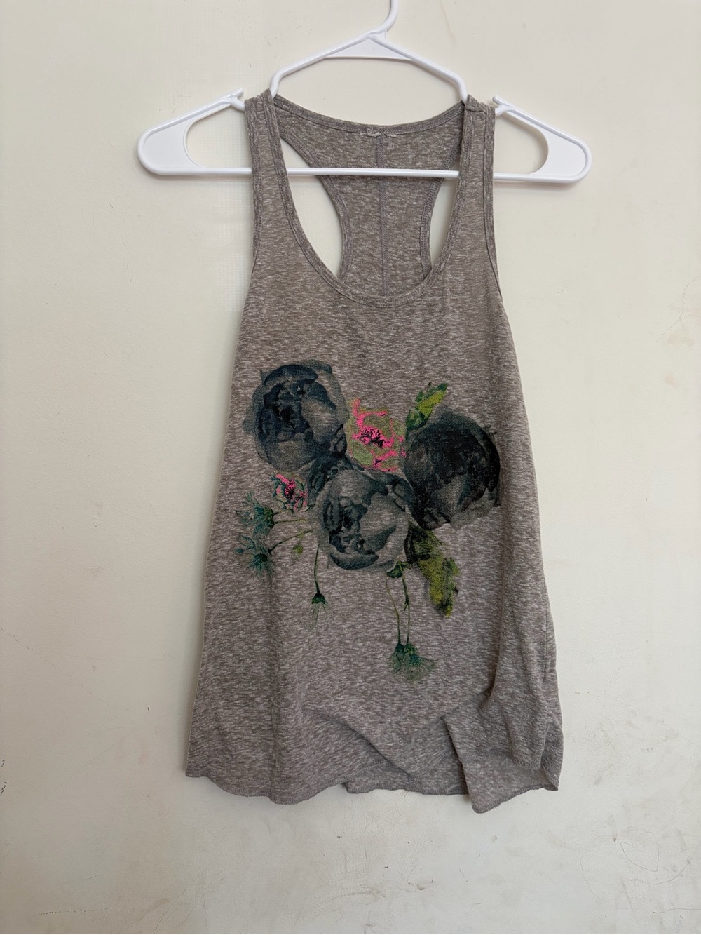 Disney Adult Mickey Minnie Mouse Floral Tank Top Gray Retro Target 2010s XS